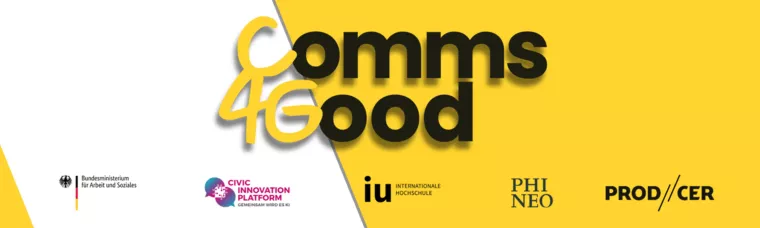 chorus ev - auf weiß-gelben hintergrund aufschrift comms4good