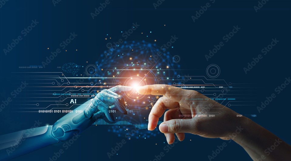 chorus e.v. - links eine roboter hand, rechts eine menschliche hand